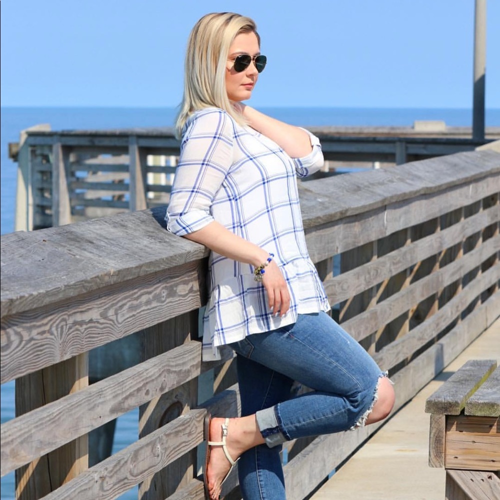 LOFT Plaid Blouse